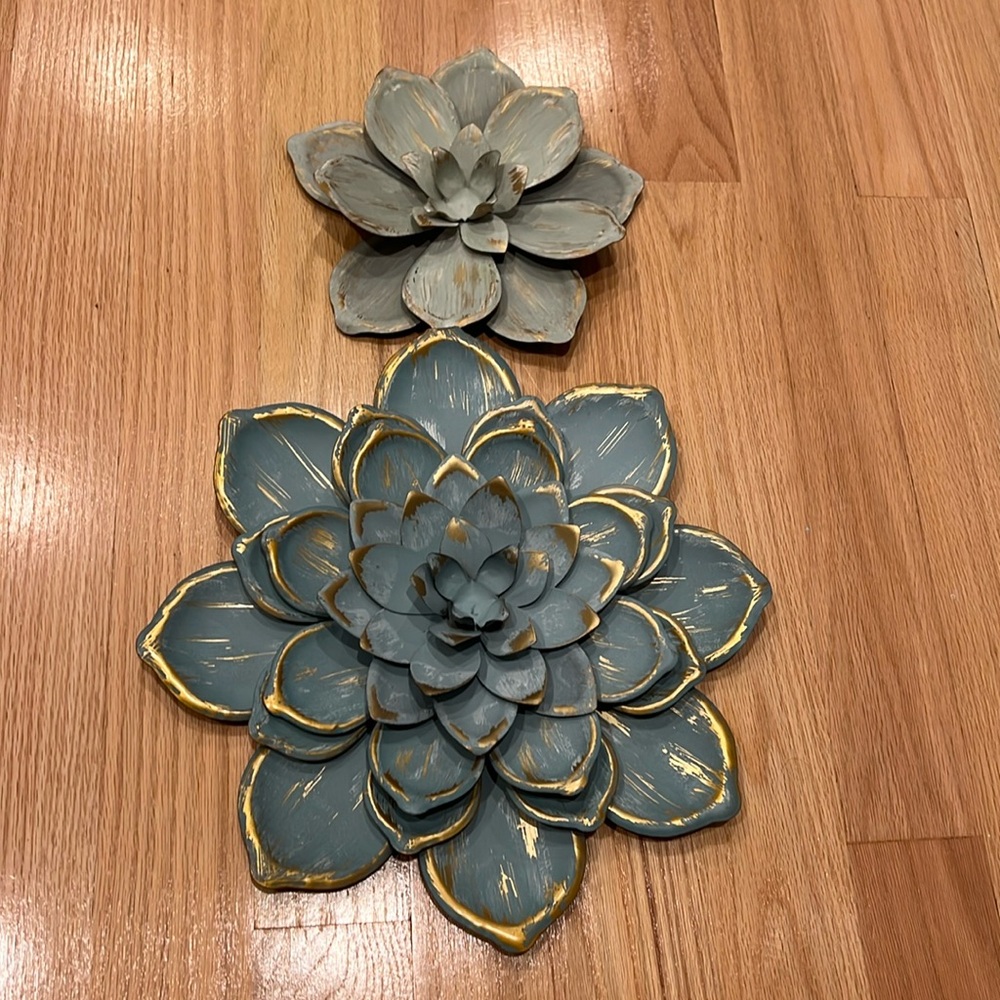 Mistana Turquoise and White Floral Wall Art Set